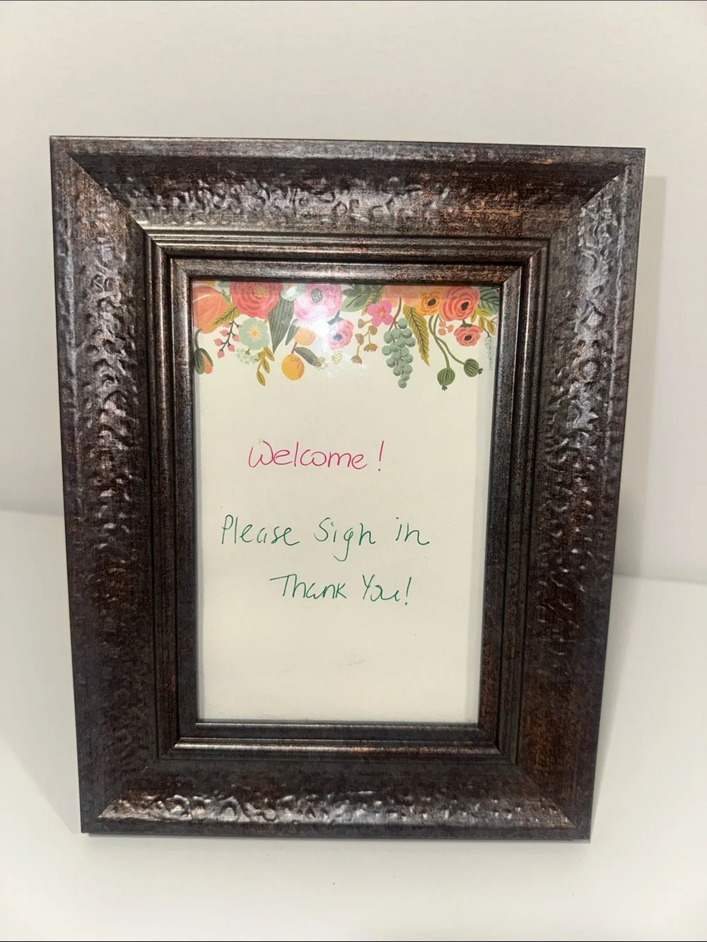 Brass Finish Indented Design 4 x 6 Hang Both Ways or Desk Top Picture Frame